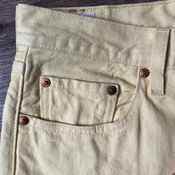 Levi's501 Vintage Jeans Cotton100 Yellow W27L26 Cropped Straight Leg MushroomTag - Picture 4 of 15